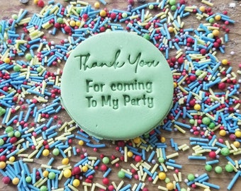 Thank you for coming to my party embosser stamp - personalized icing stamp - cake making - eco friendly material - cupcakes - cookie cutter
