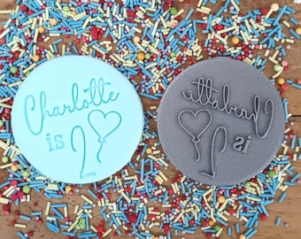 Personalized birthday embosser stamp - personalized icing stamp - cake making - eco friendly material - cupcakes - cookie cutter- 1st birthday