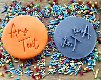 Personalized any text embosser stamp - personalized icing stamp - cake making - eco friendly material - cupcakes - cookie cutter