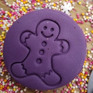 Sello de relieve de Navidad del hombre de pan de jengibre - sello de glaseado personalizado - cupcakes - Navidad - pasteles personalizados - sello de fondant topper pastel imagen 2