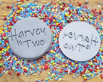 Personalised any text embosser stamp - personalised icing stamp - cake making -eco friendly material -cupcakes - cookie cutter