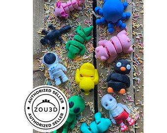 Mini Fidget animals - 3d printed articulated collectables - collect them all - penguin - alligator - pig - skeleton - mixed bags - party
