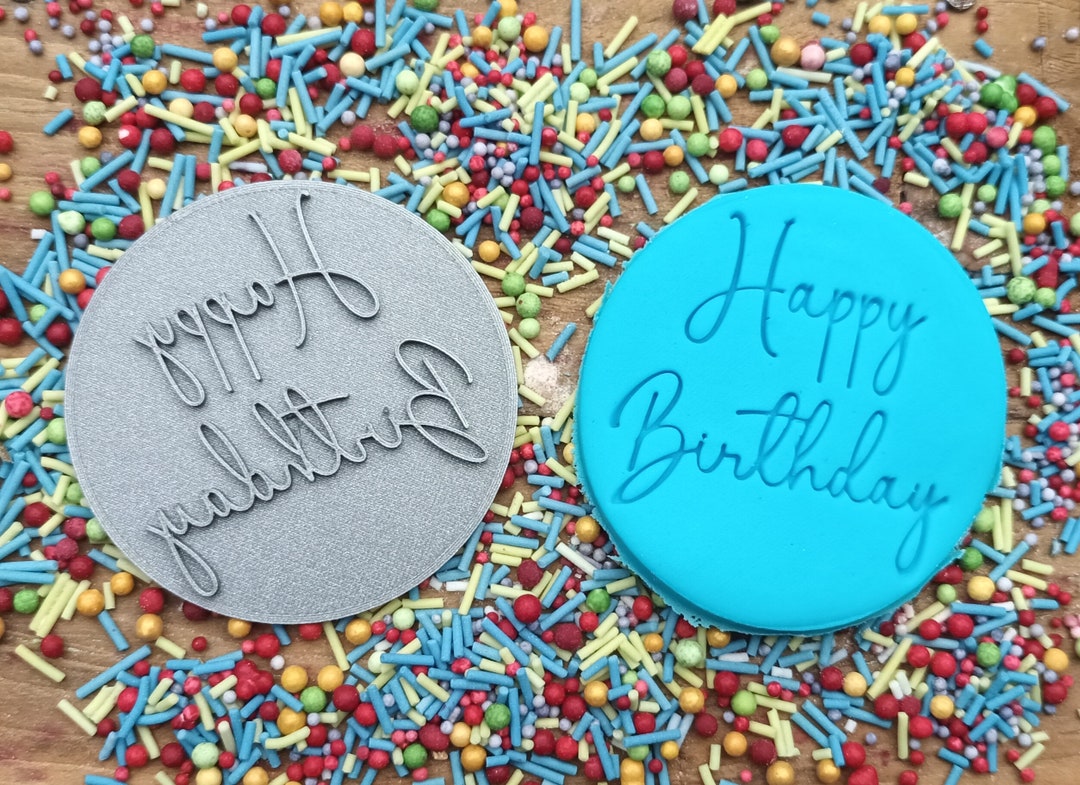 Happy Birthday Cake Stamp Embosser Stamp Personalised Icing Stamp Cupcakes Birthday Personalised