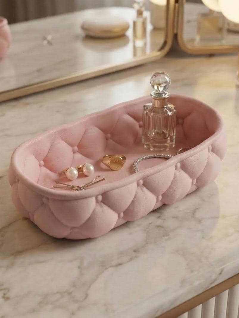 3D printed quilted vanity tray - makeup beauty storage organizer - display stand - available in wide variety of colors