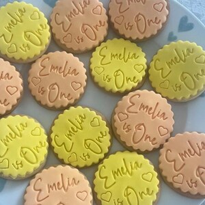 Personalised birthday embosser stamp - personalised icing stamp - cake making -eco friendly material -cupcakes - cookie cutter- 1st birthday bild 2