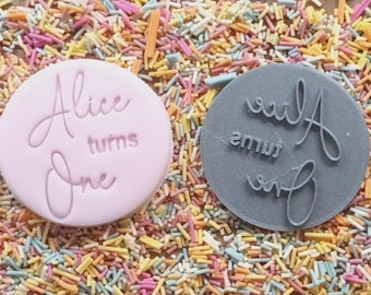 Personalized birthday embosser stamp - personalized icing stamp - cake making - eco friendly material - cupcakes - cookie cutter- 1st birthday