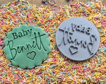 Baby Shower personalized embosser stamp - personalized icing stamp - cupcakes - baby shower - baby cakes - gender reveal -