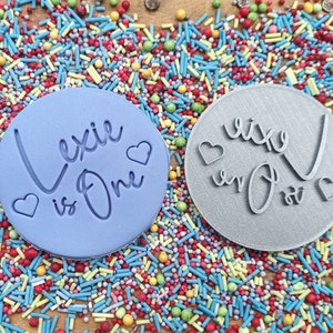 Personalised birthday embosser stamp - personalised icing stamp - cake making -eco friendly material -cupcakes - cookie cutter- 1st birthday bild 1