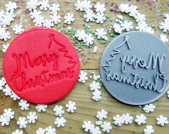 Merry Christmas embosser stamp - personalized icing stamp - cupcakes - Christmas - personalized cakes - Cake stamp
