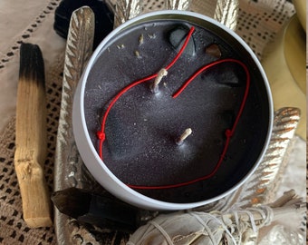 Energy Cord Cutting Candle, Crystals & Herbs, Intention Spell