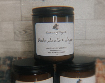 Palo Santo Sage Soy Wax Candle: Calming Scent