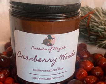 Cranberry Woods Soy Wax Candle, Winter Scented Candle, Christmas Gift Ideas