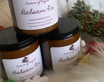 Balsam Fir Scented Soy Wax Candle: Christmas Tree Aroma