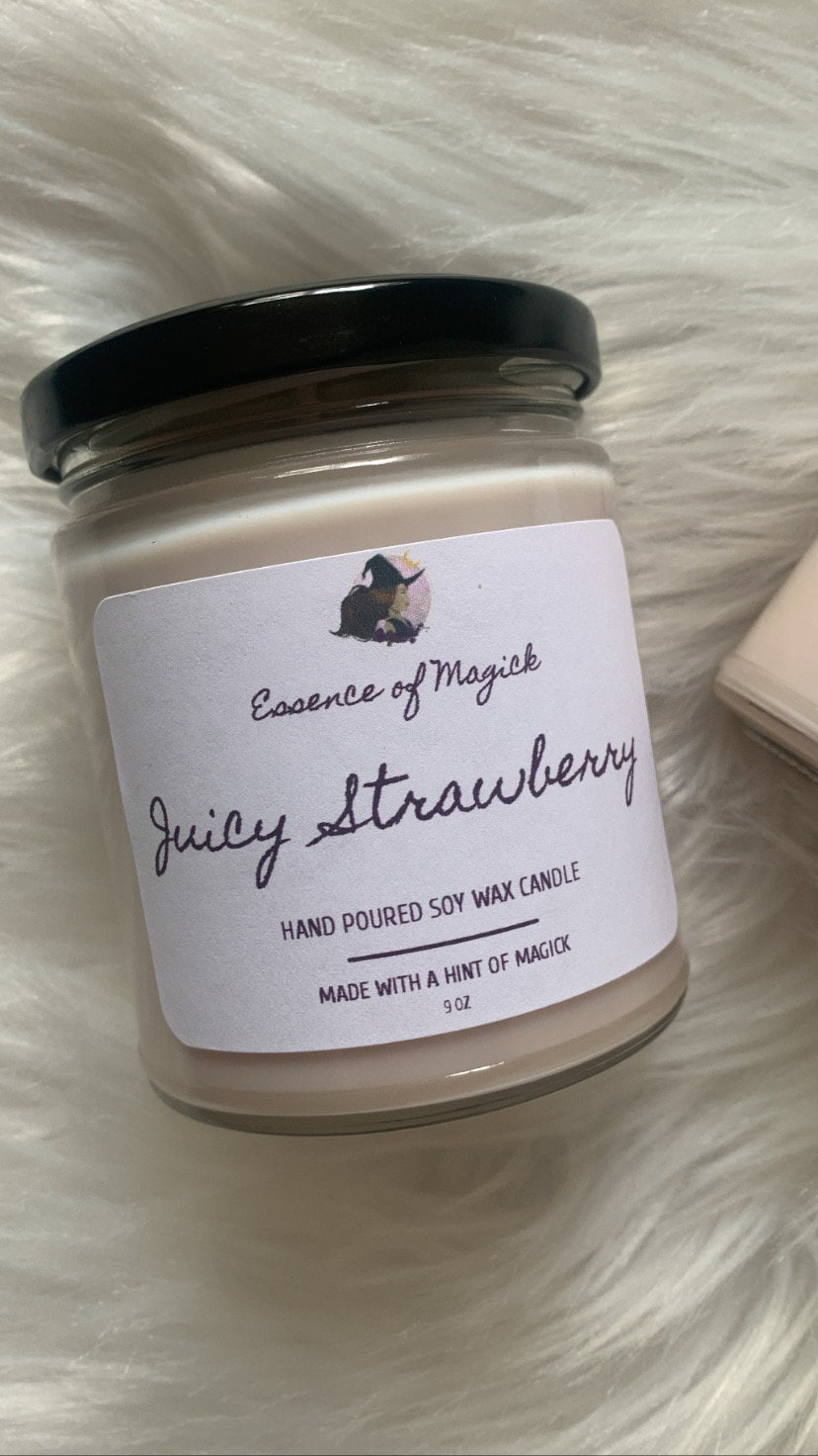 Juicy Strawberry Scented Soy Wax Candle 9 Oz - Etsy