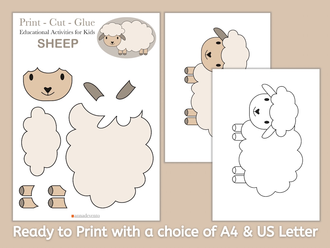 Create a Sheep Cut Out and Glue Fun Activity Sheets to Educate