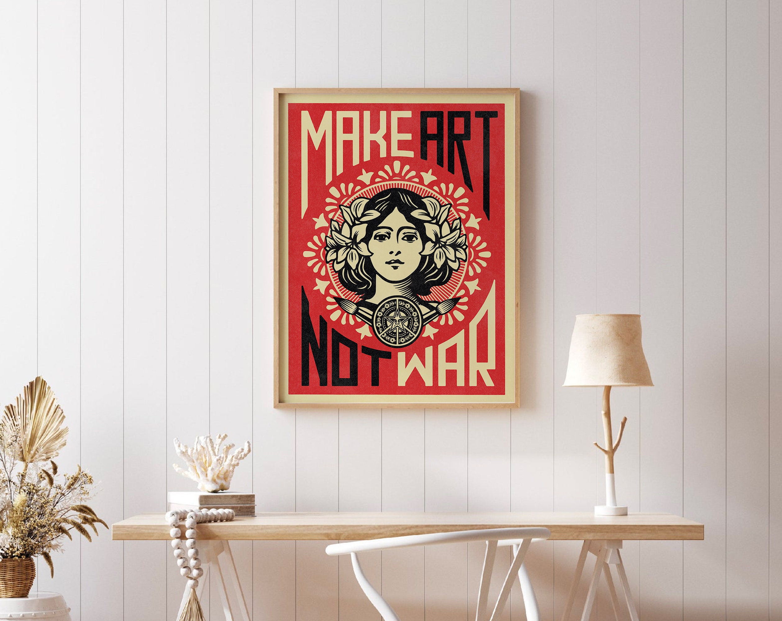 Make Art Not War Poster Print Retro Quote Vintage Etsy Make art not war poster print retro quote vintage etsy