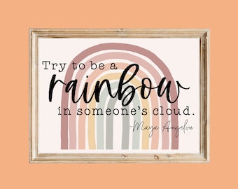 Neutral Rainbow Wall Art Printable, Printable Wall Art, Nursery Decor, Classroom Decor, Quote Wall Art, Digital Print - INSTANT DOWNLOAD