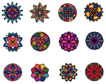 Mandala Clip Art - Color & Transparent PNG Clipart Images - Coloring Mandalas - Adult Coloring - Mandalas Clip Art - Commercial Use