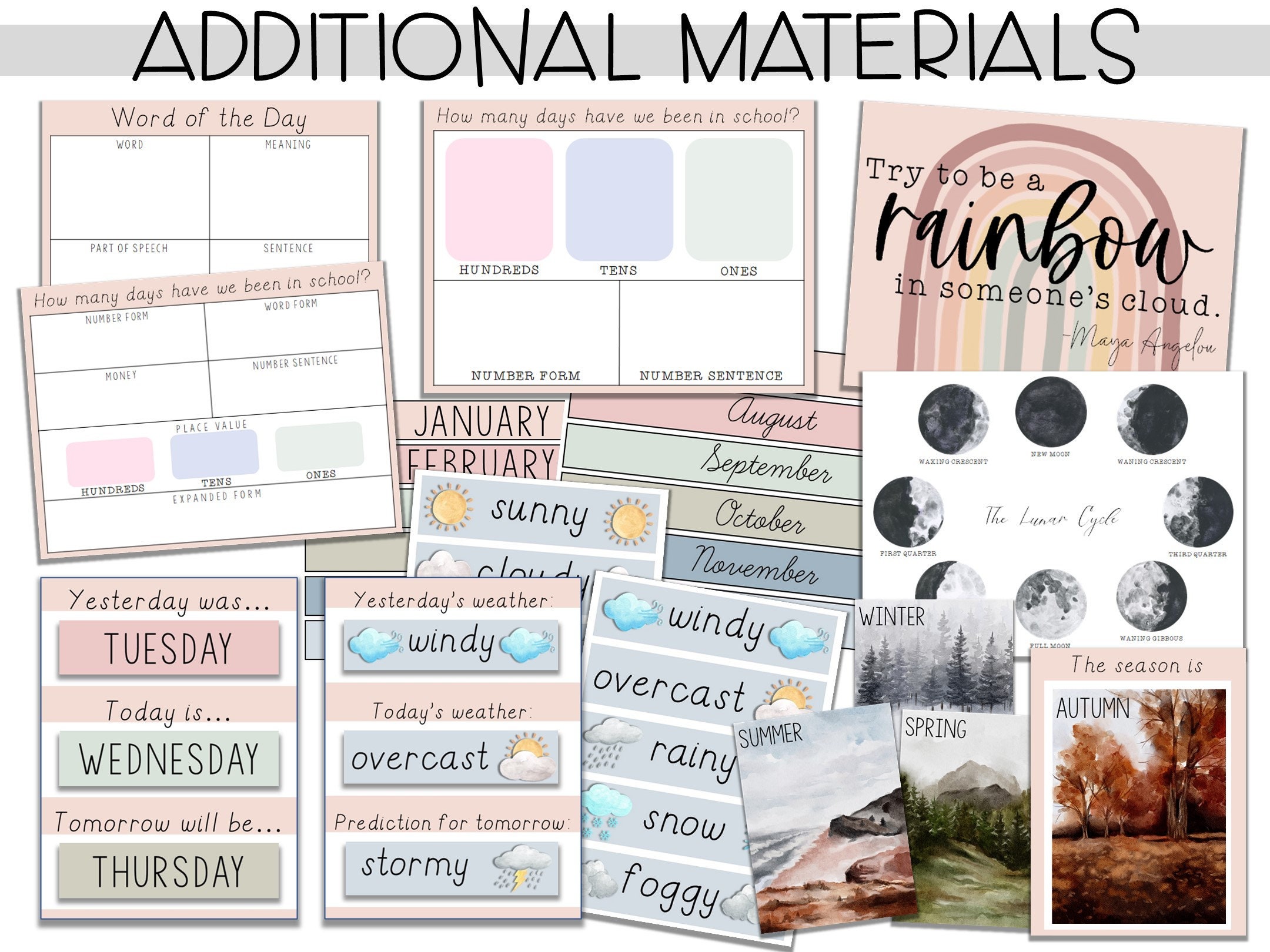 Neutral Classroom Calendar Display Neutral Classroom Decor Etsy España