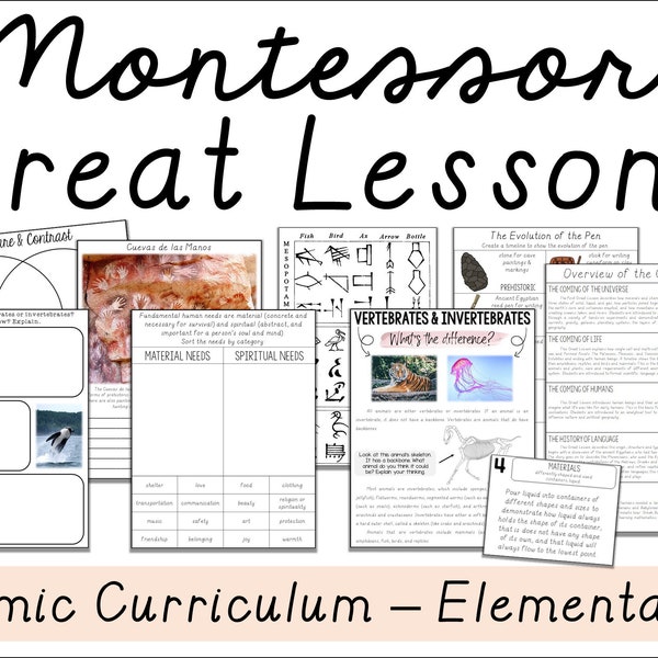 Montessori Great Lessons Curriculum & Activities - Elementary I Cosmic Curriculum - Great Lesson Stories - Le cinque grandi lezioni