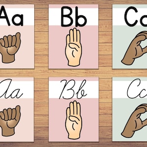 ASL-Gebärdensprache-Alphabet-Poster, ASL-Alphabet, amerikanisches Gebärdensprache-Alphabet, Klassenzimmer-Alphabet-Poster