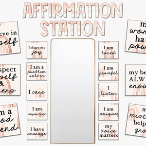 Affirmation Station - Positive Affirmationskarten - Klassenzimmer Spiegel Affirmationen - Positive Selbstgespräche - Spiegel Affirmationen