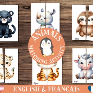 Animals Symmetry Puzzles / Animal Matching Game • Homeschool Learning Materials • DIGITAL Print • Animal Cards Montessori • Kids Toddlers