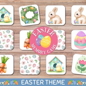 Juego de memoria de PASCUA • Actividades para niños / Impresión DIGITAL / Juego de memoria de actividades para niños • Juegos de cartas imprimibles Tema de Pascua