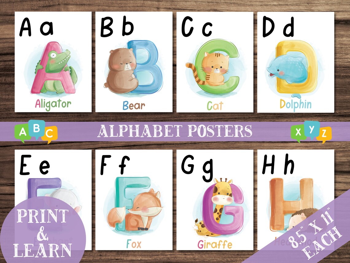 Animal Alphabet Poster • ABC Poster Printable • Digital Download ...