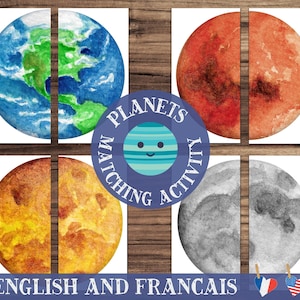 Quebra-cabeças de simetria do sistema solar • Cartões de correspondência para crianças, materiais de aprendizagem Montessori para educação domiciliar • Impressão DIGITAL • Atividade educacional sobre planetas