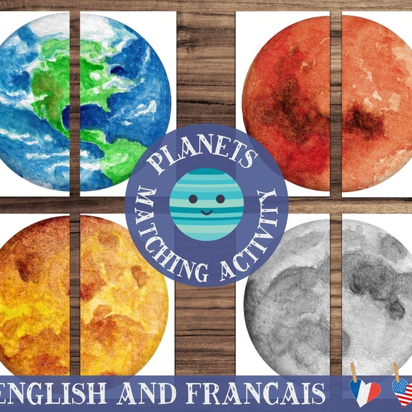 Casse-têtes de symétrie du système solaire • Cartes pour enfants, matériel Montessori pour l'enseignement à domicile • Impression NUMÉRIQUE • Activité éducative sur les planètes