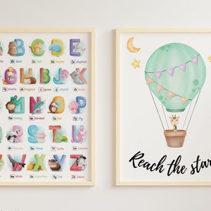 Animal Alphabet Poster • ABC Poster Printable • Digital Download • Watercolor Alphabet Poster Classroom • Animal Educational Poster for Kids