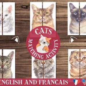Cats Symmetry Puzzles • Kids Matching Cards, Homeschool Learning Montessori Materials • DIGITAL Print • Cats Breed Educational Activity