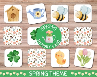 Spring Memory Game • Spring activities preschool | DIGITAL Print | Memory Match Game Activity for kids • Printable Cards Games Spring theme