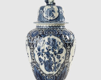 Royal Sphinx Maastricht Delft Vase - Elegant Blue and White Pottery Collectible
