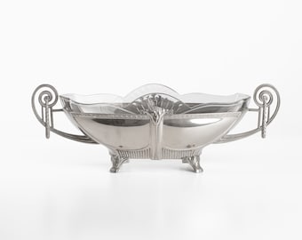 Boîte Couvercle WMF Style Art Nouveau 1900 - Métal Argenté, Décor Floral, Vintage