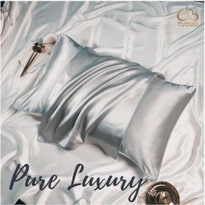 Luxury 100% Mulberry Silk Pillowcase, Both Side, 19 Momme Silk, Hidden Zipper, Washable, Soft Breathable Smooth, 1 Piece