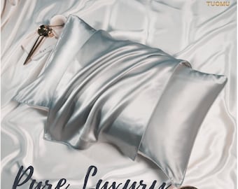 Funda de almohada de lujo 100% seda de morera, regalo perfecto, doble cara, seda de 19 momme, cremallera oculta, lavable, suave, transpirable y lisa, 1 pieza.