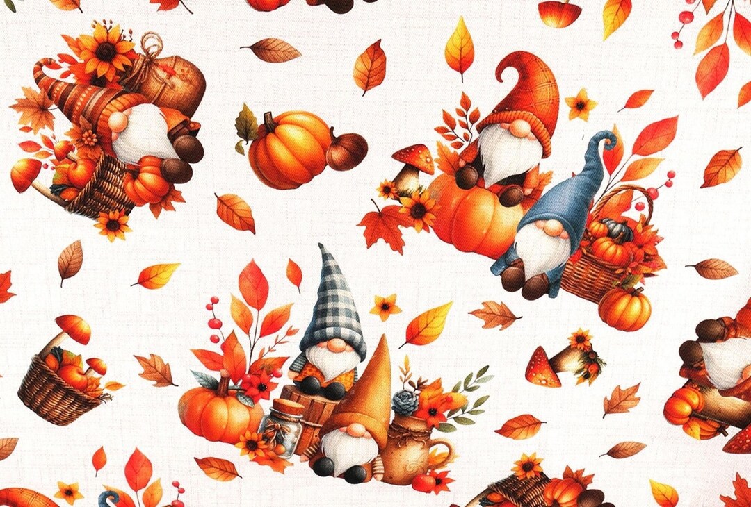 Baumwollstoff Digitaldruck 3D-Optik Toller Motivdruck Herbst Wichtel  Premium Webware 100% Baumwoll-Canvas für Homedeko Patchwork