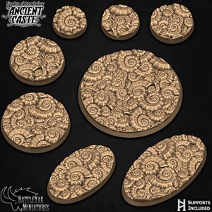 Abyssal Basin Bases - Spiral Ammonite Fossil Terrain Base Set (35 Variants Available) - Battle Yak