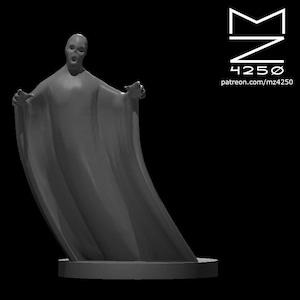 May include: A grey, ghostly figure with outstretched arms and a flowing robe. The figure has a skull-like face and stands on a circular base. The image includes the text "MK 4250 patreon.com/mz4250".