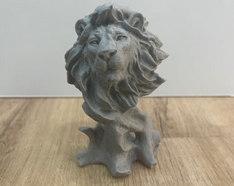 Busto de león salvaje impreso en 3D