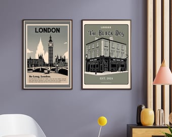 London Calling Bundle - Vintage Travel Art Bundle (Digital Download), Dorm Decoration, Back to School, Song Lyrics