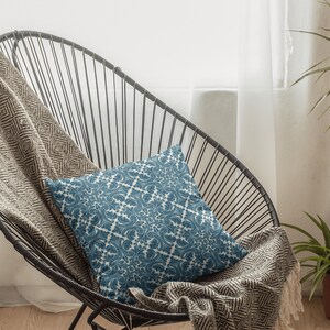 Blue Portuguese Tile Throw Pillow: Lisbon Home Decor
