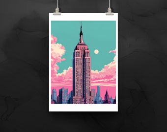 Welcome to New York! Digital Art Print, Travel Poster, Retro Postcard, High Resolution, Digital Download