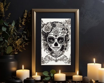Sugar Skull Art Prints: Day of the Dead, Gothic Decor (Digital Download)