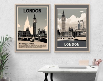 Vintage London Travel Poster: Digital Wall Art (Digital Download)