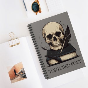 The "Tortured Poet" Cute Journal, Tarot Cart Illustration, Skull Notebook, Poet Writing Journal