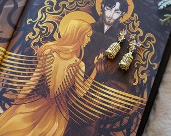 Boucles d'oreilles inspirées de Gild by Raven Kennedy, reflets brillants, brillants