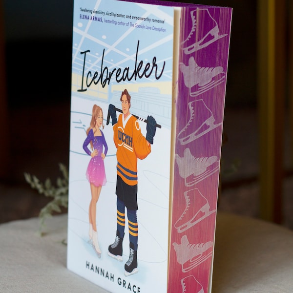 Icebreaker by Hannah Grace Painted Stenciled Edges - Custom stencilled sprayed edge book ends, booktok, book lover, romance book